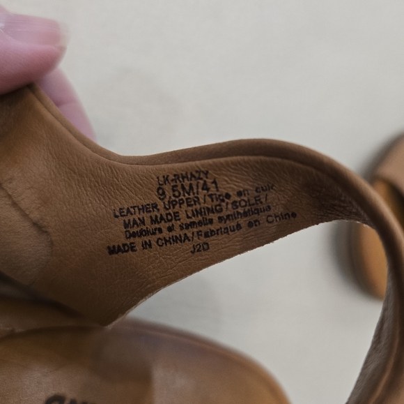 Lucky Brand RHAZY Tan Warm Brown Peep-Toe Slingback Heels Sandals Mules Size 9.5 - Picture 6 of 11